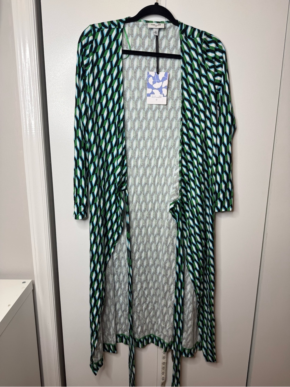 DVF Diane Von Furstenberg x Target L/S Midi Arrow Geo Green Wrap Dress XSMALL - Picture 3 of 8